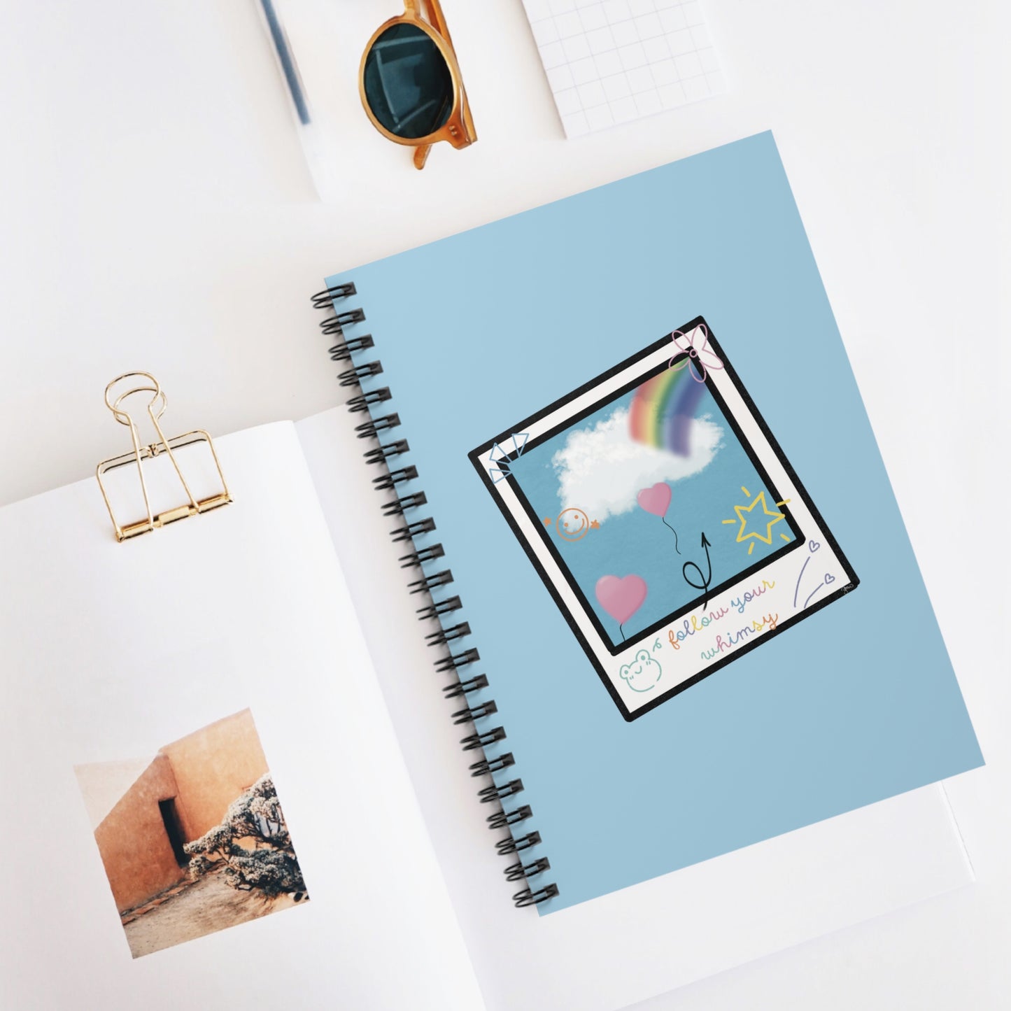 Polaroid Rainbow Doodle Follow Your Whimsy Spiral Notebook Ruled Journal