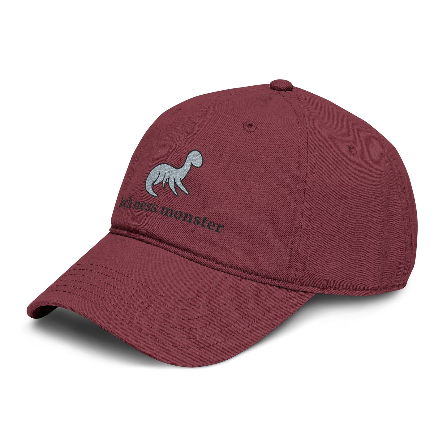 Loch Ness Monster Doodle Embroidered Baseball Cap