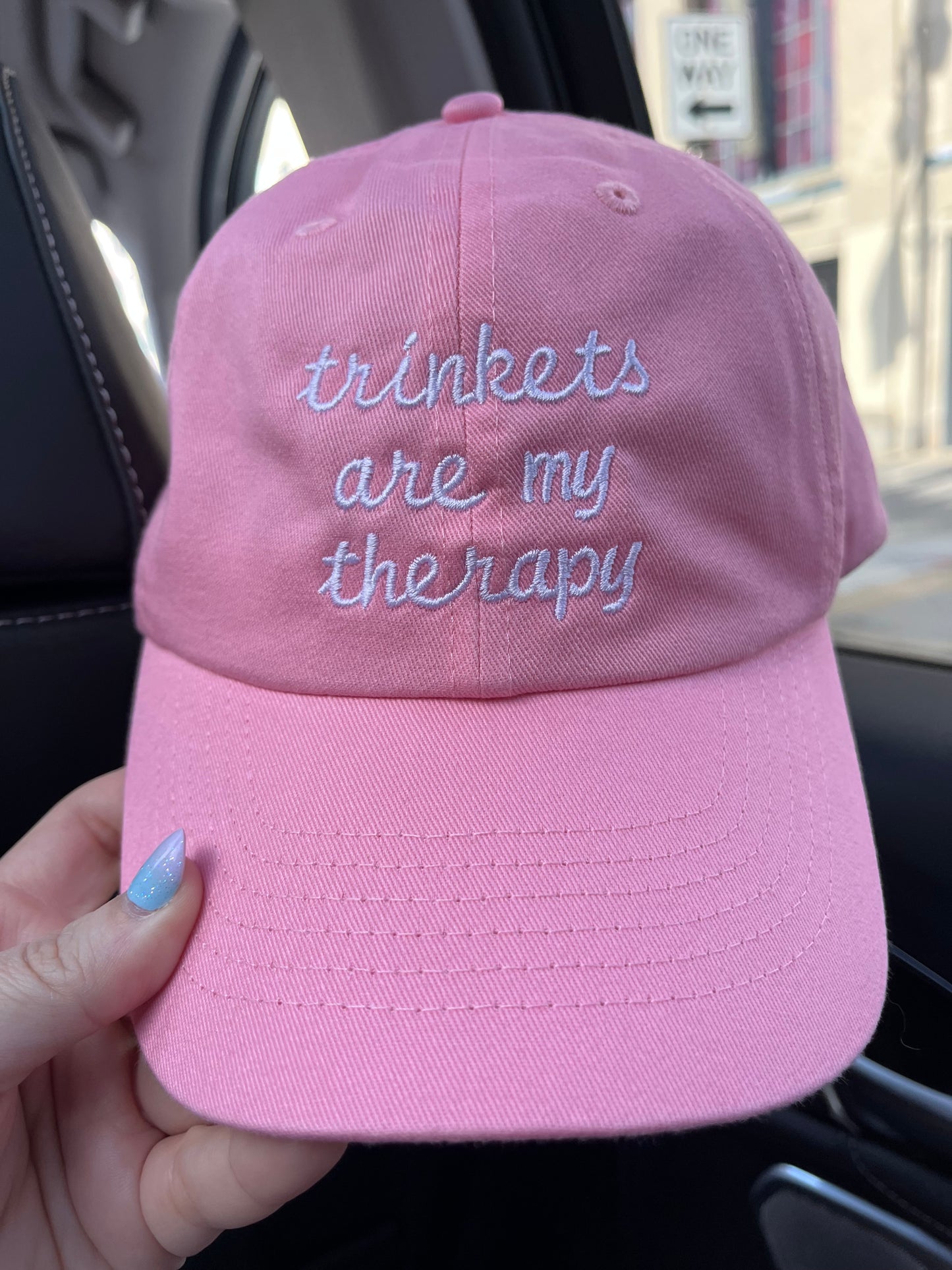 Trinkets Are My Therapy 100% Cotton Pink Dad Hat