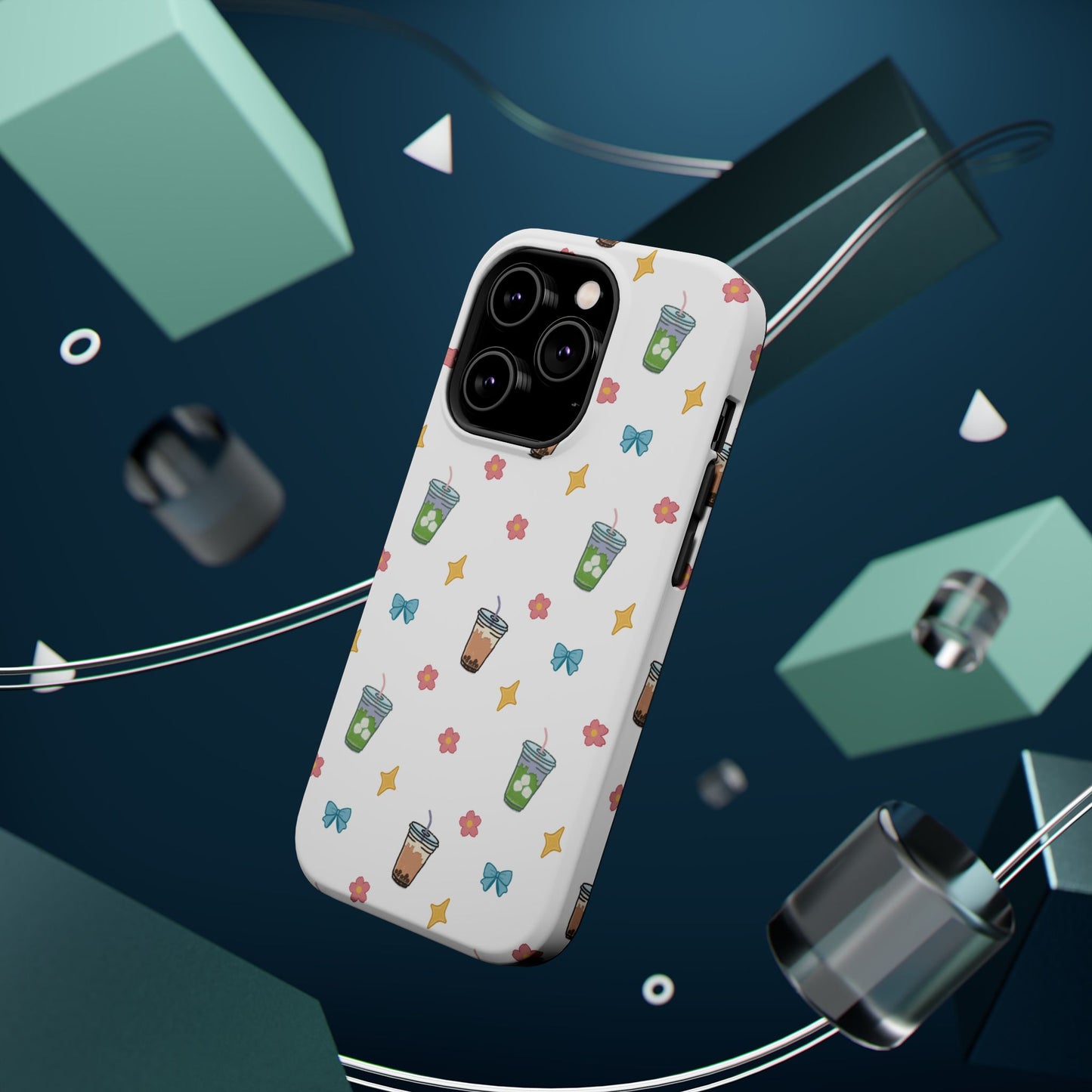 Cute Milk Tea Boba Iced Matcha Pattern Magnetic Impact Phone Case