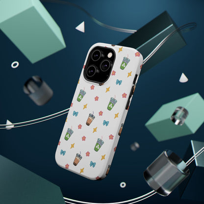Cute Milk Tea Boba Iced Matcha Pattern Magnetic Impact Phone Case