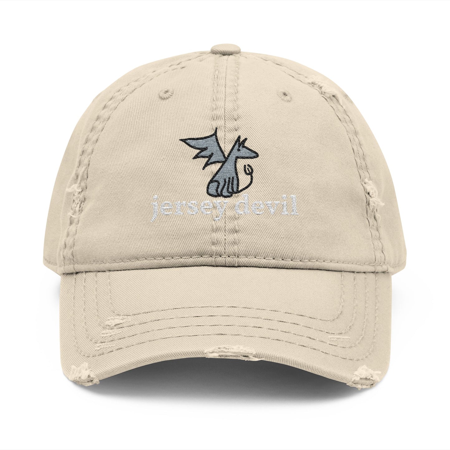 Jersey Devil Doodle Embroidered Distressed Dad Hat