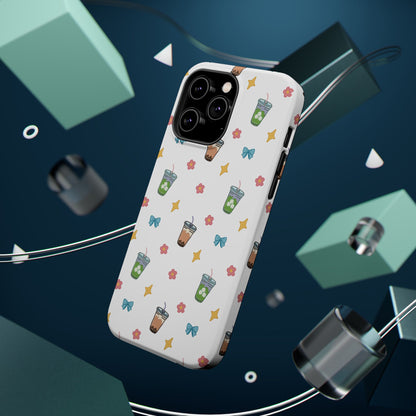 Cute Milk Tea Boba Iced Matcha Pattern Magnetic Impact Phone Case