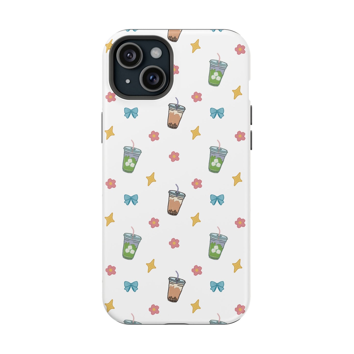 Cute Milk Tea Boba Iced Matcha Pattern Magnetic Impact Phone Case