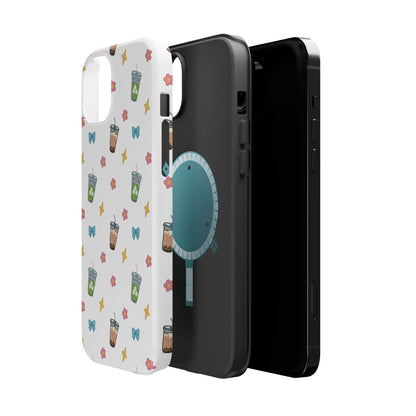 Cute Milk Tea Boba Iced Matcha Pattern Magnetic Impact Phone Case