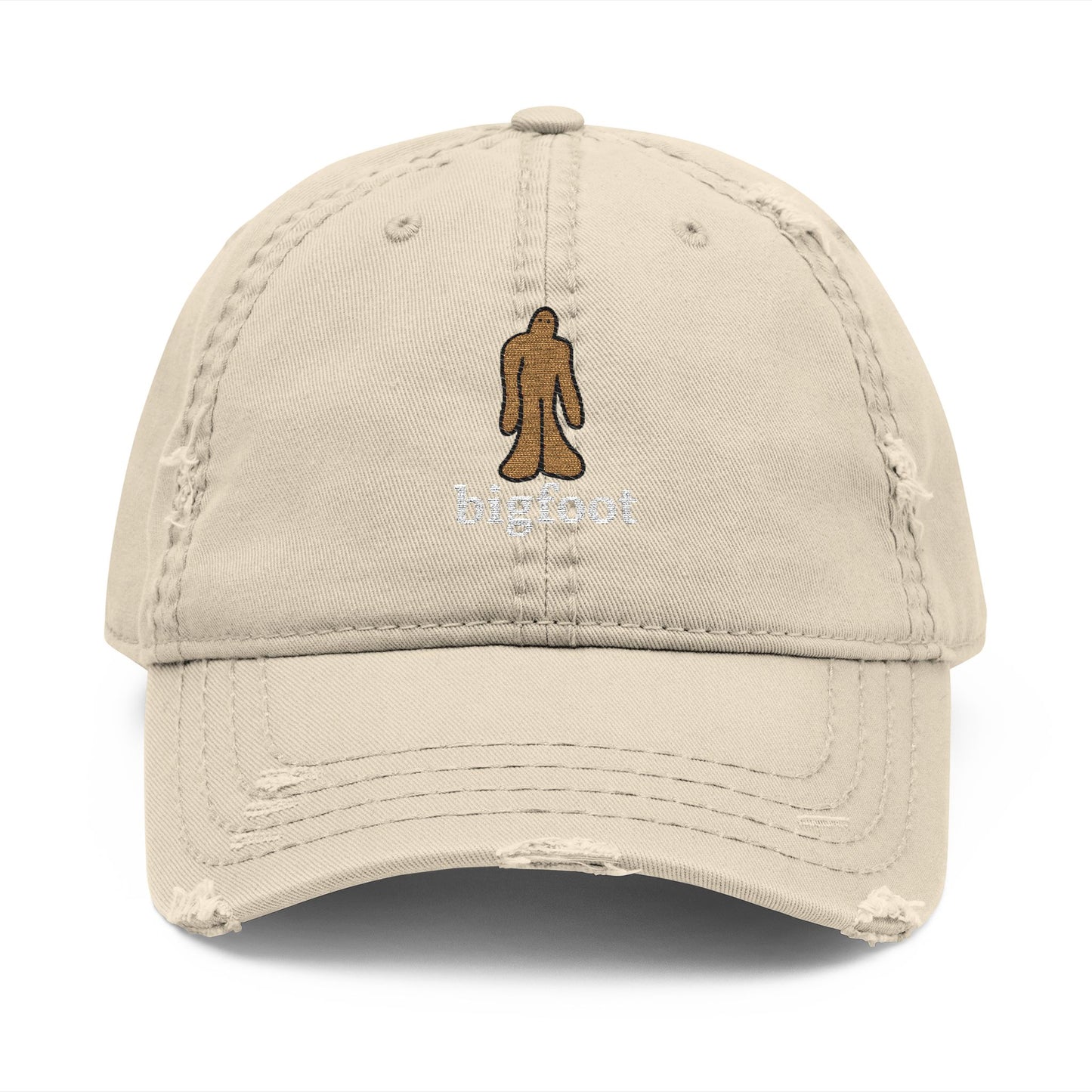 Bigfoot Doodle Embroidered Distressed Dad Hat
