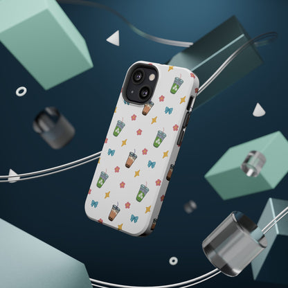 Cute Milk Tea Boba Iced Matcha Pattern Magnetic Impact Phone Case