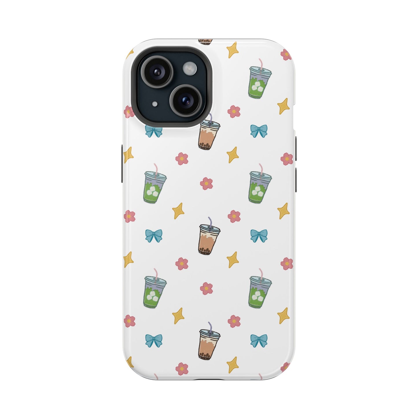 Cute Milk Tea Boba Iced Matcha Pattern Magnetic Impact Phone Case