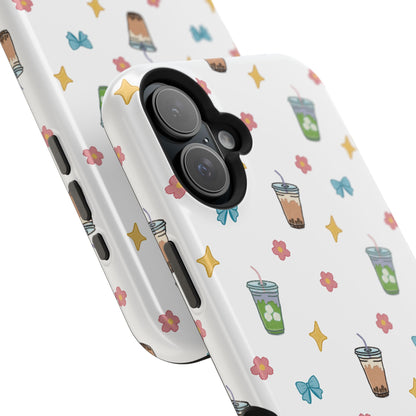 Cute Milk Tea Boba Iced Matcha Pattern Magnetic Impact Phone Case
