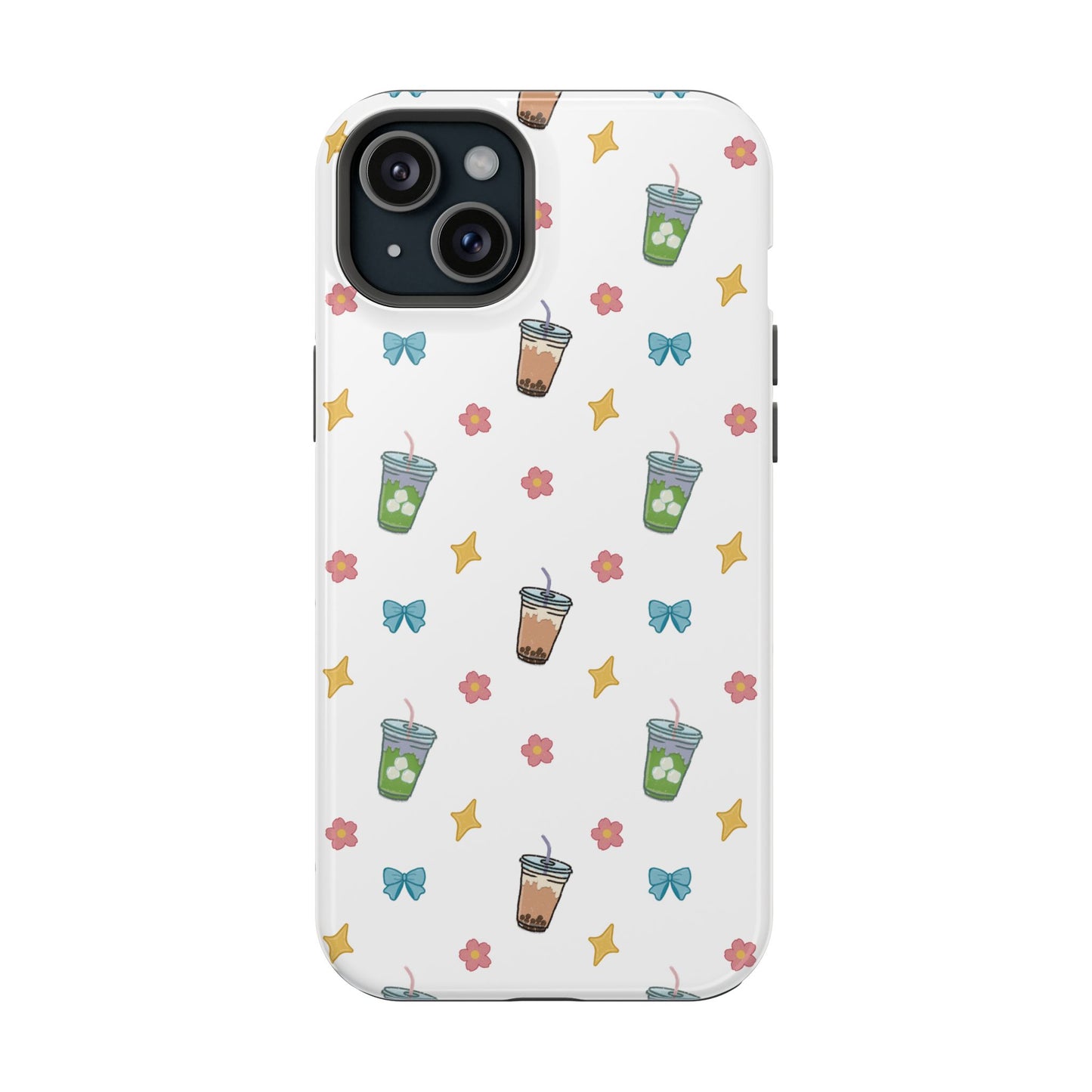 Cute Milk Tea Boba Iced Matcha Pattern Magnetic Impact Phone Case