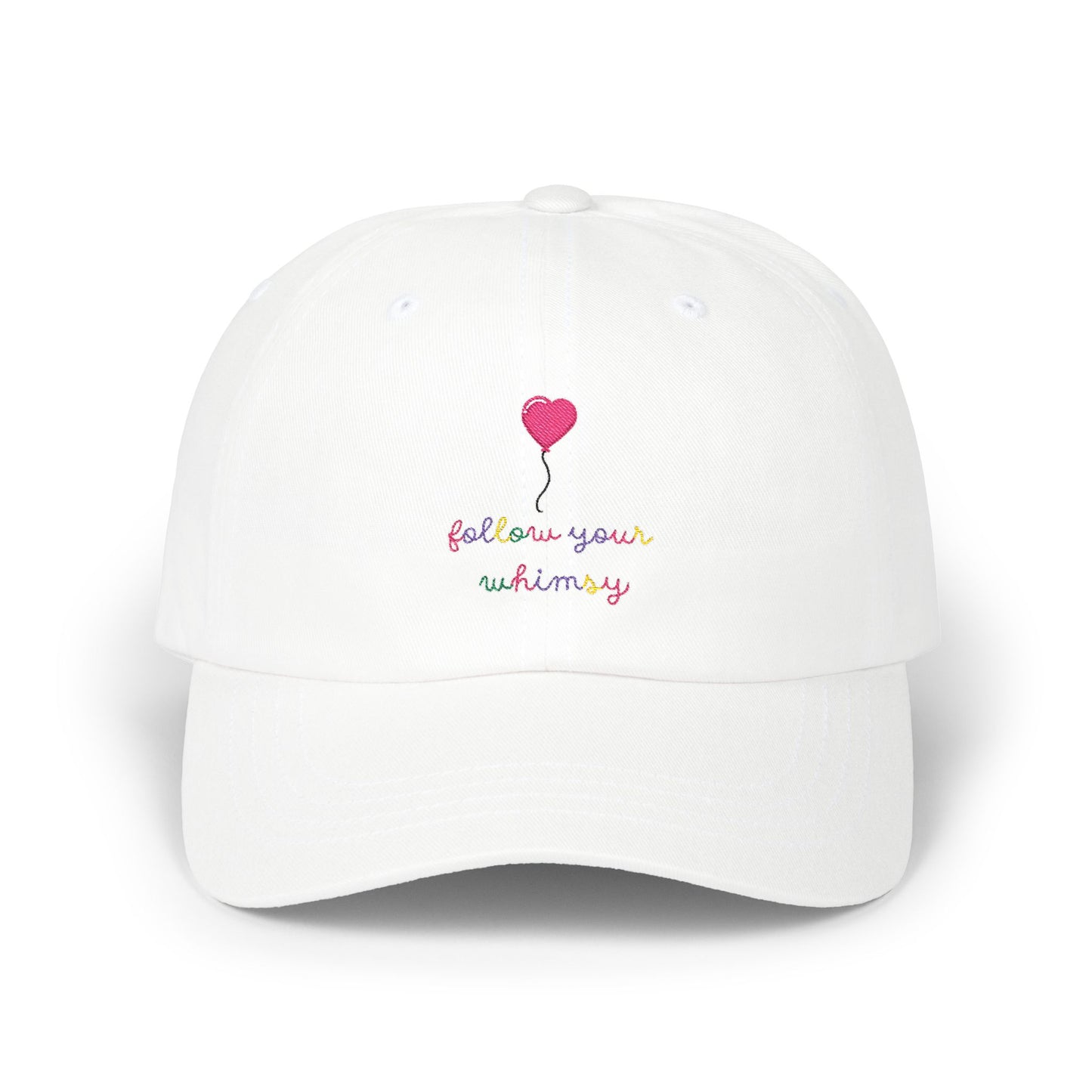 Follow Your Whimsy Heart Balloon Embroidered Baseball Hat