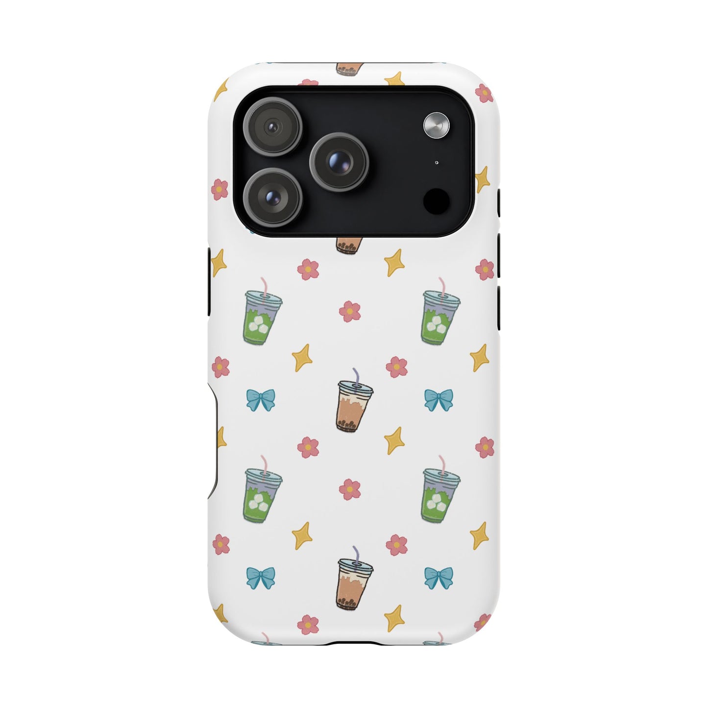 Cute Milk Tea Boba Iced Matcha Pattern Magnetic Impact Phone Case