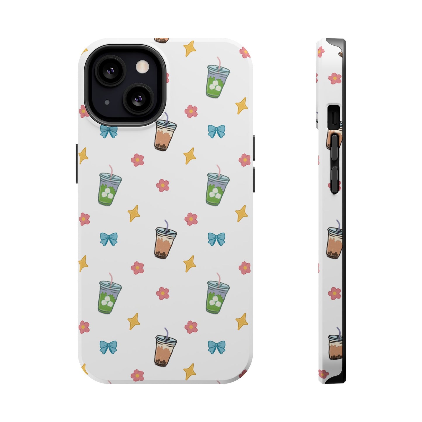 Cute Milk Tea Boba Iced Matcha Pattern Magnetic Impact Phone Case