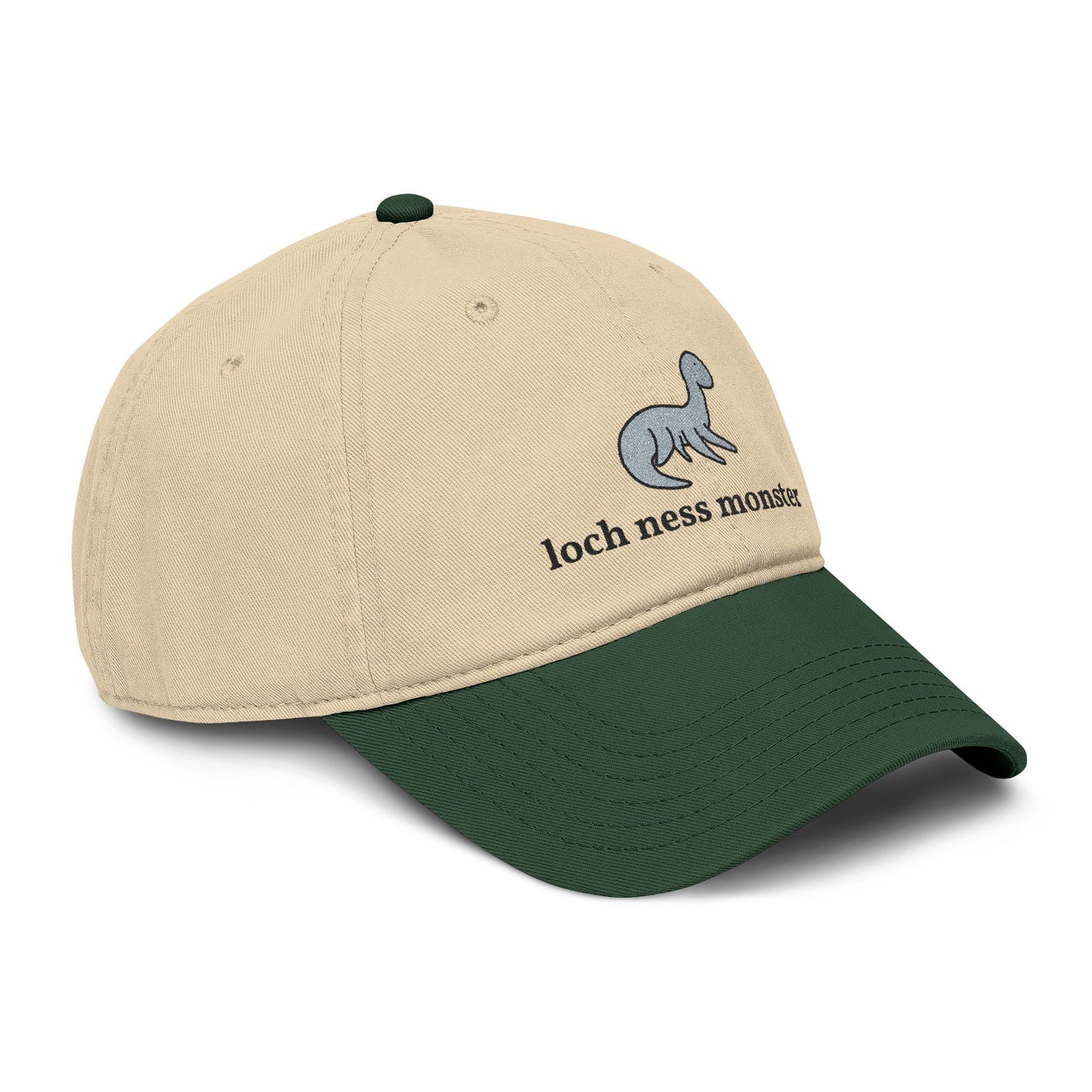 Loch Ness Monster Doodle Embroidered Baseball Cap