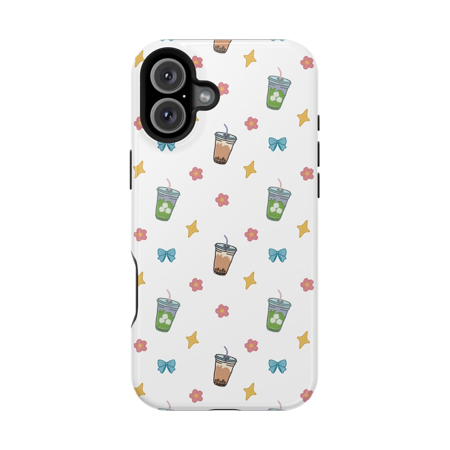 Cute Milk Tea Boba Iced Matcha Pattern Magnetic Impact Phone Case