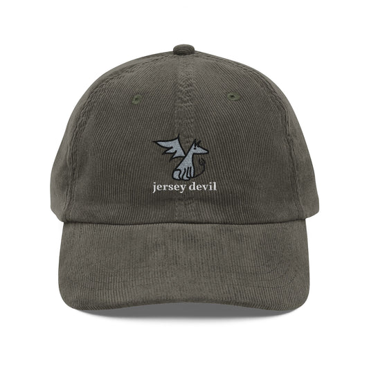 Vintage Corduroy Cap Embroidered Jersey Devil Doodle Hat