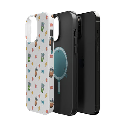 Cute Milk Tea Boba Iced Matcha Pattern Magnetic Impact Phone Case