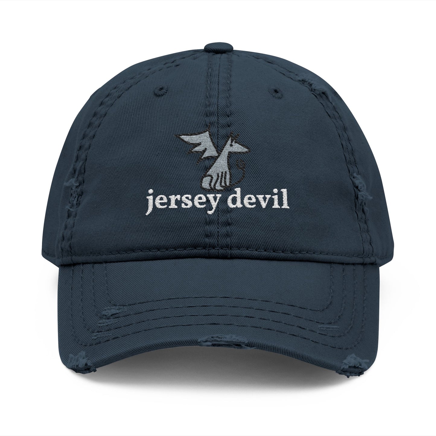 Jersey Devil Doodle Embroidered Distressed Dad Hat
