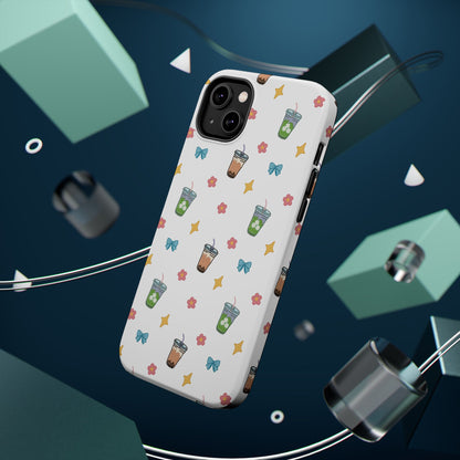 Cute Milk Tea Boba Iced Matcha Pattern Magnetic Impact Phone Case