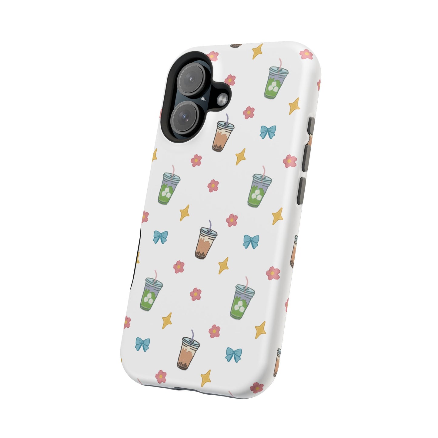 Cute Milk Tea Boba Iced Matcha Pattern Magnetic Impact Phone Case