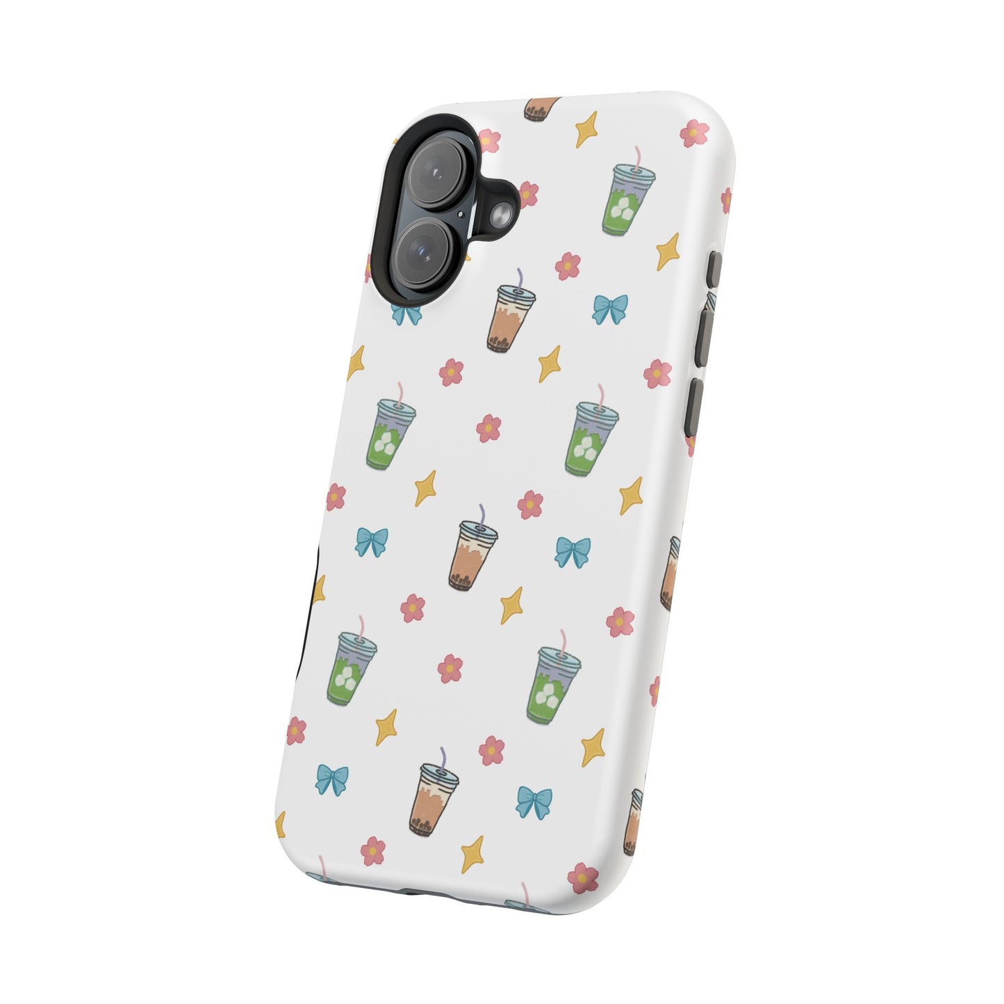 Cute Milk Tea Boba Iced Matcha Pattern Magnetic Impact Phone Case