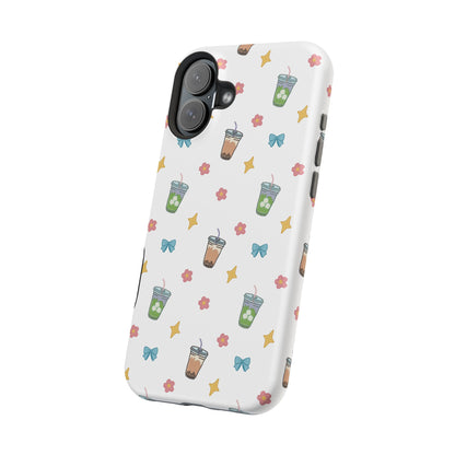 Cute Milk Tea Boba Iced Matcha Pattern Magnetic Impact Phone Case