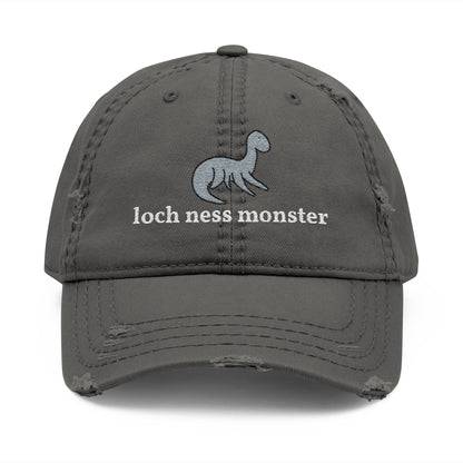 Loch Ness Monster Nessie Doodle Embroidered Distressed Dad Hat