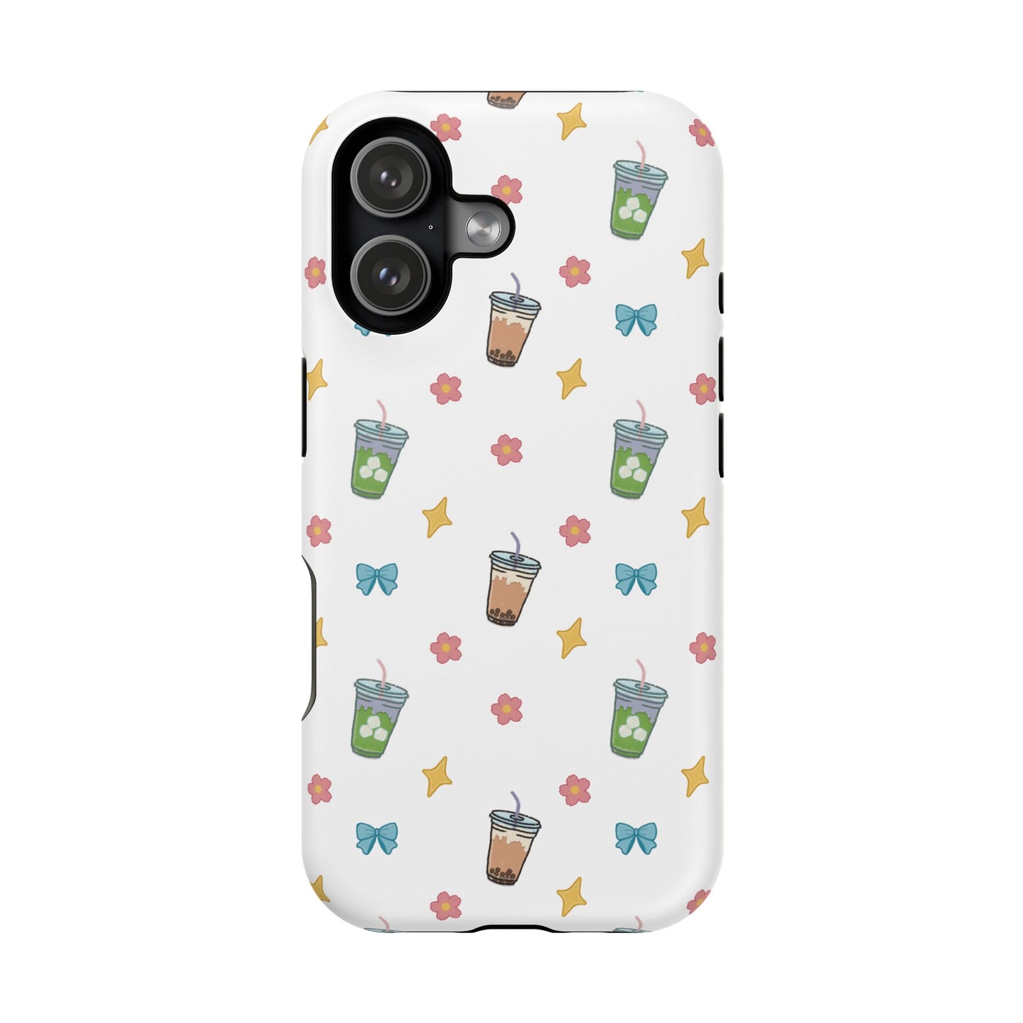 Cute Milk Tea Boba Iced Matcha Pattern Magnetic Impact Phone Case