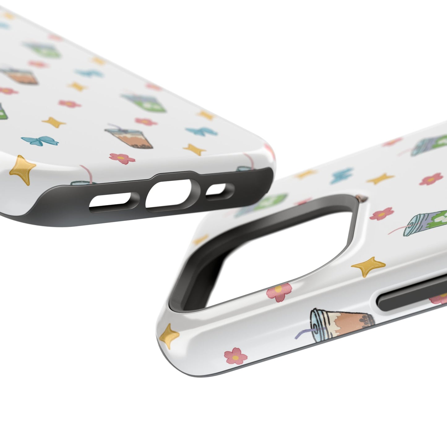 Cute Milk Tea Boba Iced Matcha Pattern Magnetic Impact Phone Case