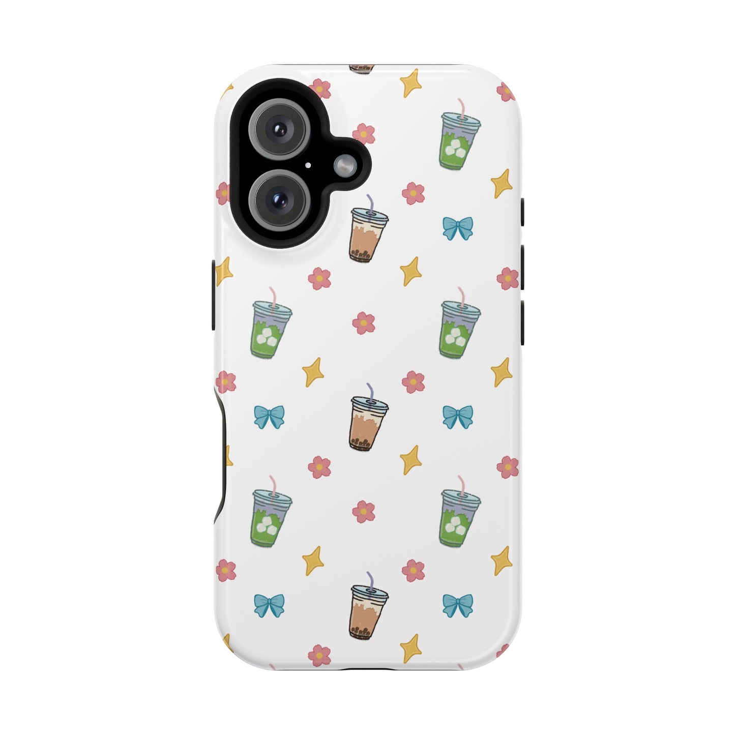 Cute Milk Tea Boba Iced Matcha Pattern Magnetic Impact Phone Case
