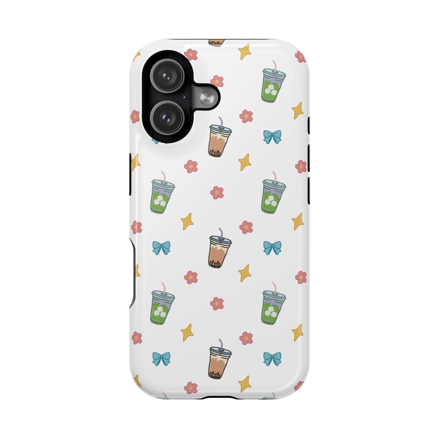 Cute Milk Tea Boba Iced Matcha Pattern Magnetic Impact Phone Case