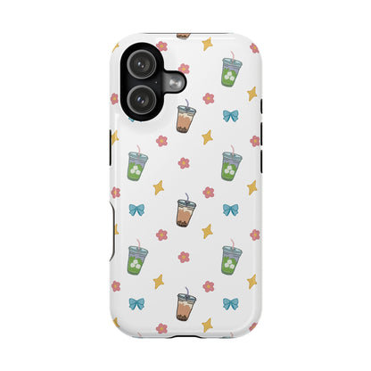 Cute Milk Tea Boba Iced Matcha Pattern Magnetic Impact Phone Case