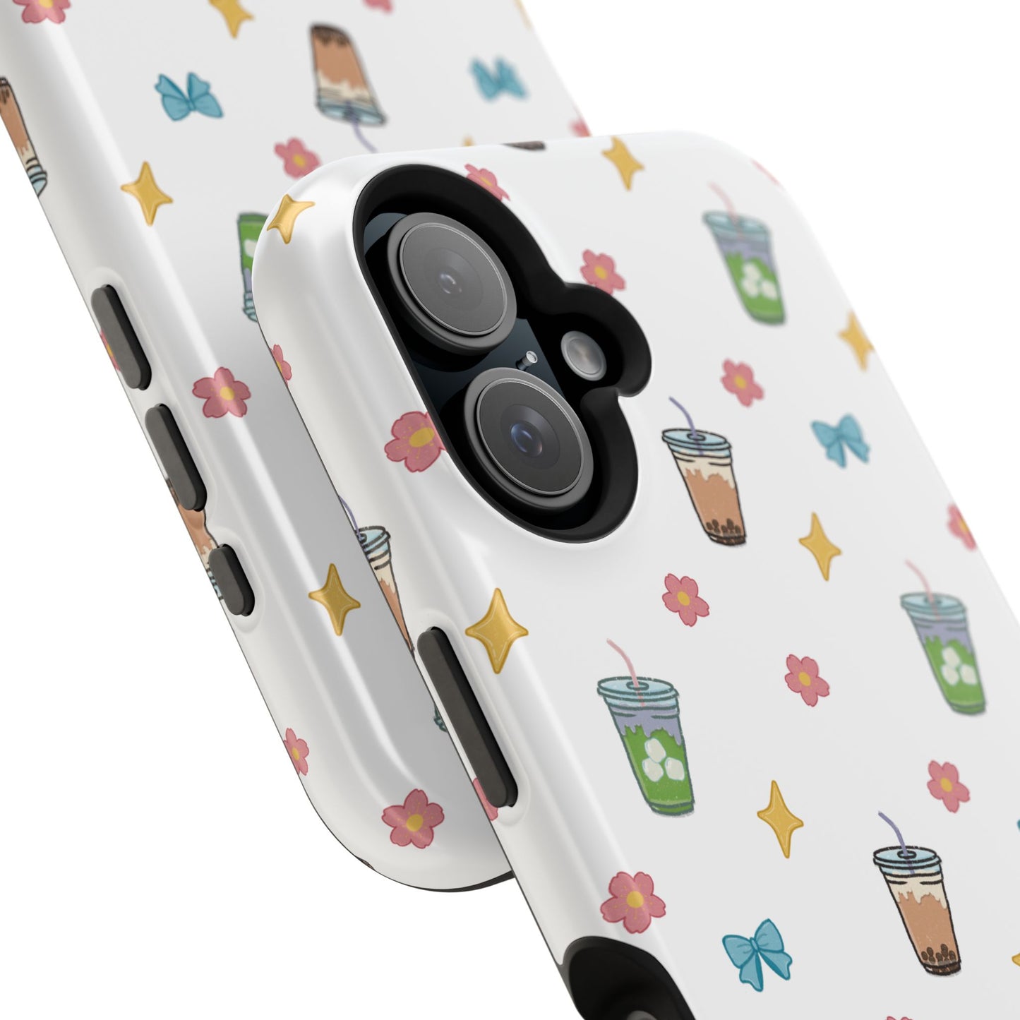 Cute Milk Tea Boba Iced Matcha Pattern Magnetic Impact Phone Case