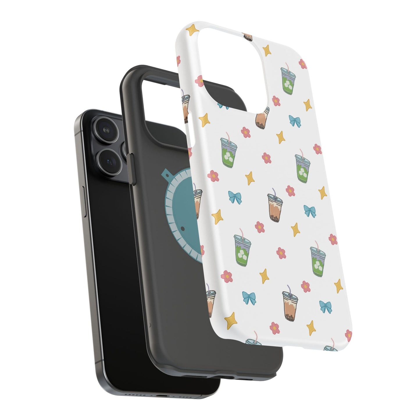 Cute Milk Tea Boba Iced Matcha Pattern Magnetic Impact Phone Case