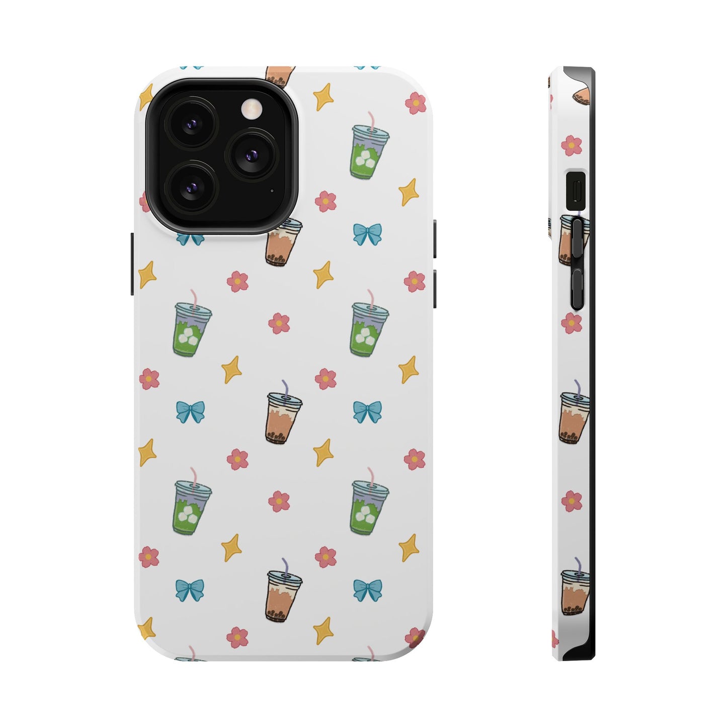 Cute Milk Tea Boba Iced Matcha Pattern Magnetic Impact Phone Case