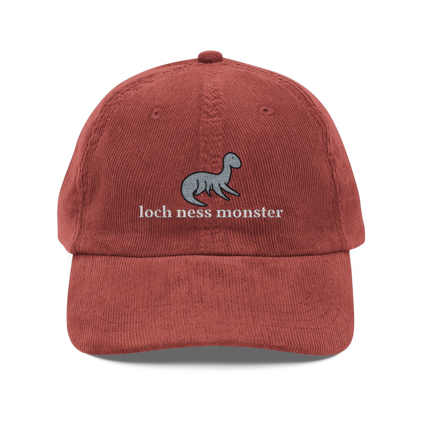 Embroidered Loch Ness Monster Doodle Corduroy Hat