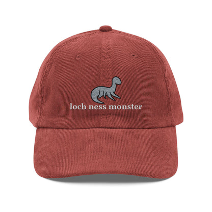 Embroidered Loch Ness Monster Doodle Corduroy Hat