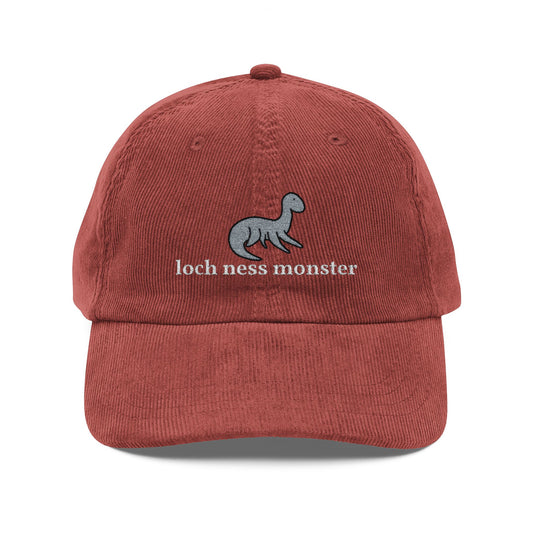 Embroidered Loch Ness Monster Doodle Corduroy Hat