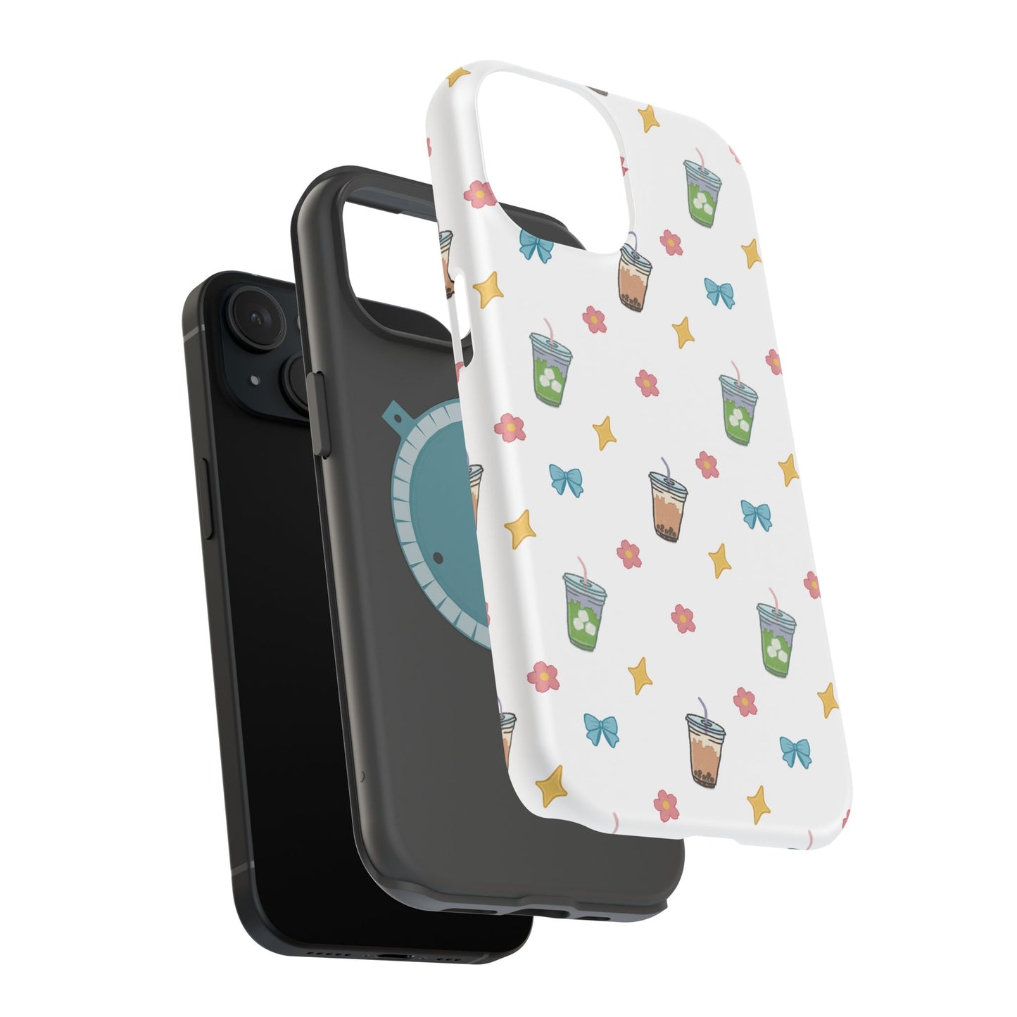 Cute Milk Tea Boba Iced Matcha Pattern Magnetic Impact Phone Case