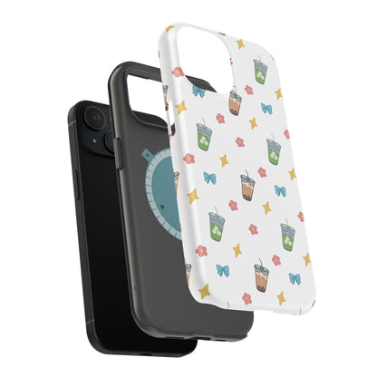 Cute Milk Tea Boba Iced Matcha Pattern Magnetic Impact Phone Case