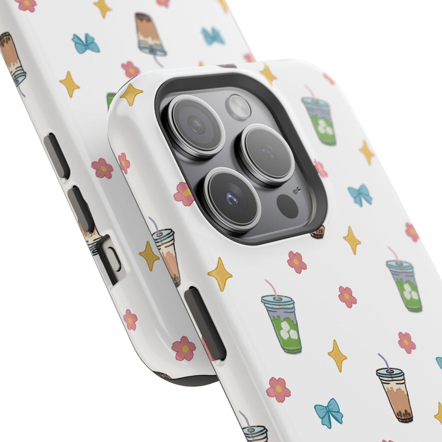 Cute Milk Tea Boba Iced Matcha Pattern Magnetic Impact Phone Case