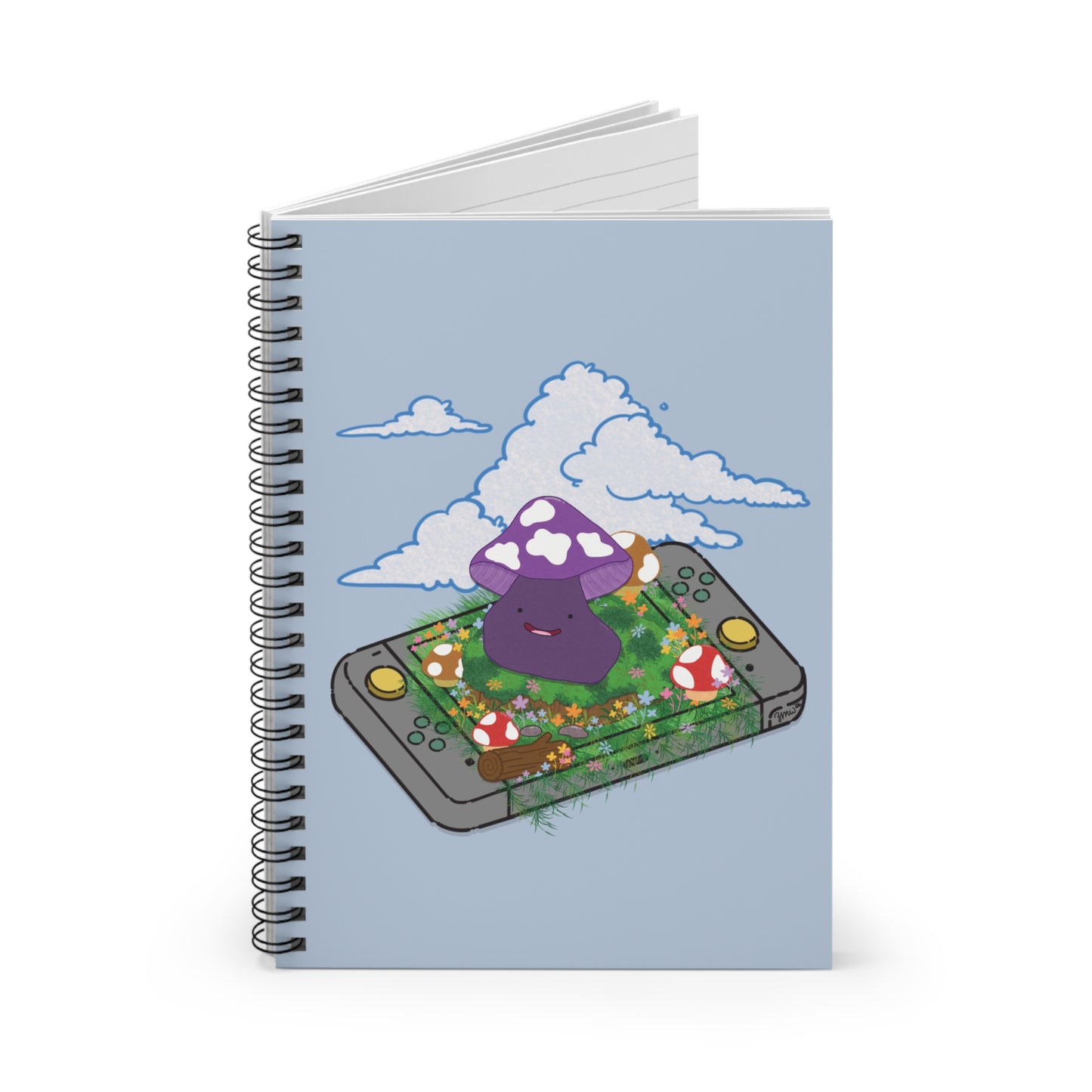 Purple Pocket Monster Mushroom Gaming Console Notebook | Spiral Ruled Notebook
