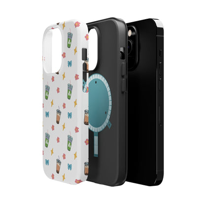 Cute Milk Tea Boba Iced Matcha Pattern Magnetic Impact Phone Case
