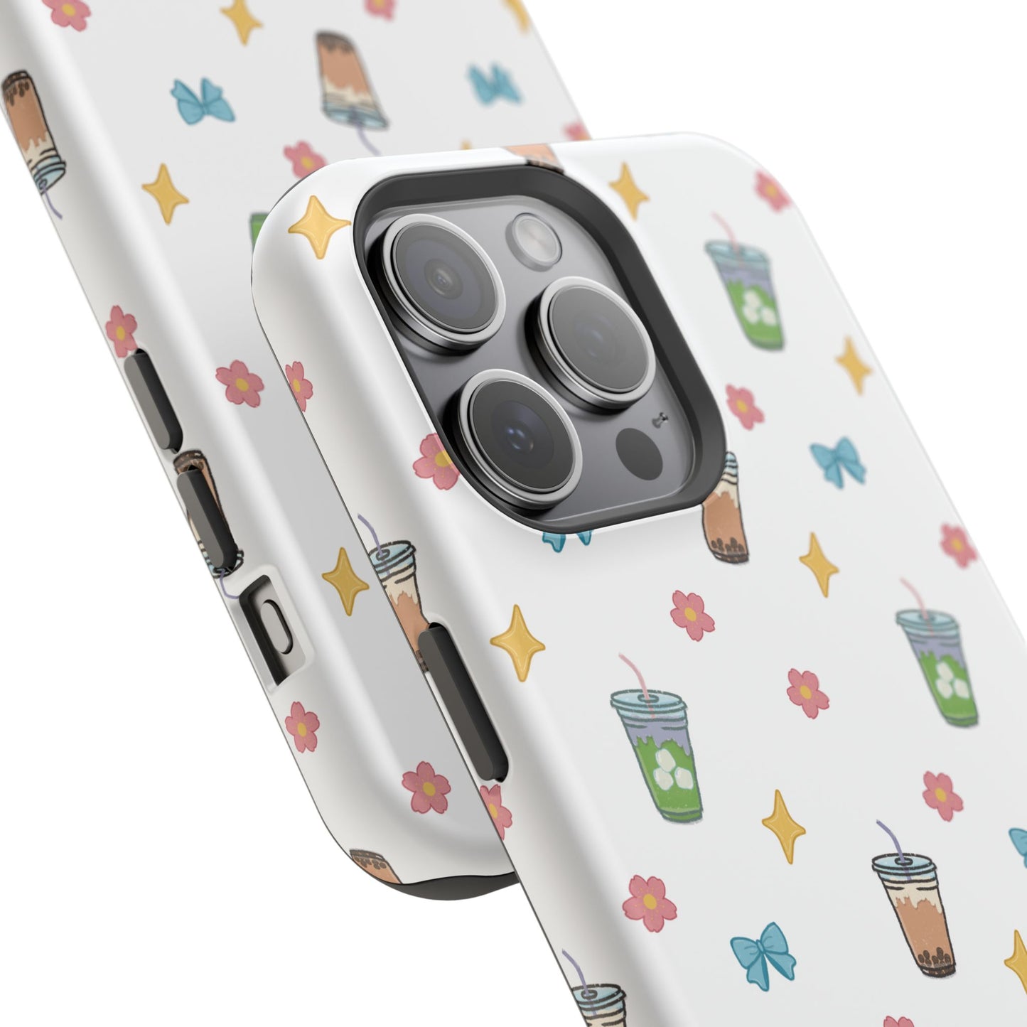 Cute Milk Tea Boba Iced Matcha Pattern Magnetic Impact Phone Case