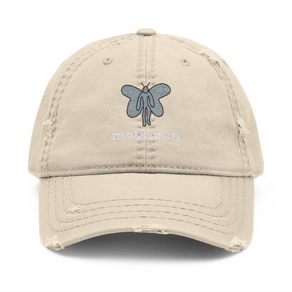 Mothman Doodle Embroidered Distressed Dad Hat