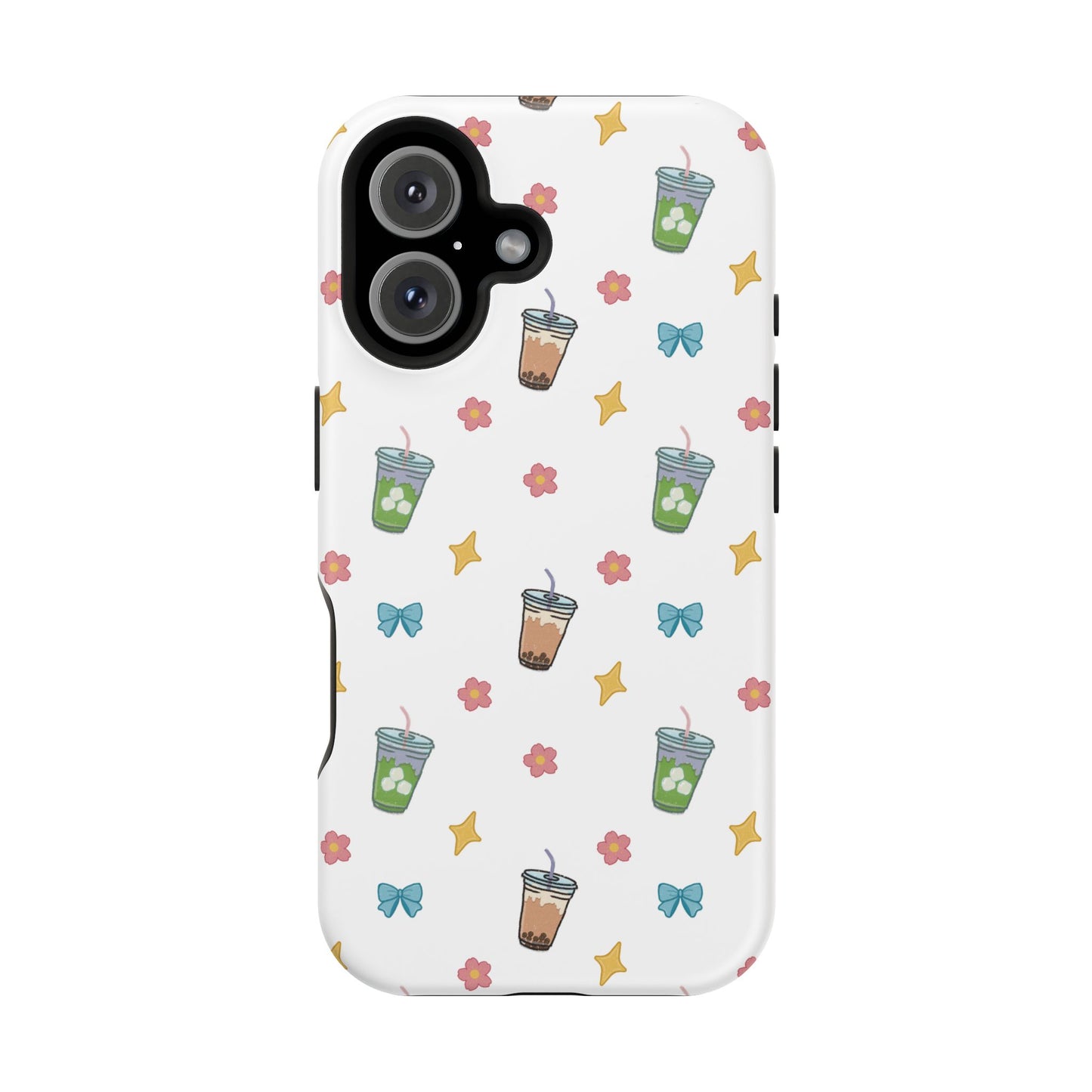 Cute Milk Tea Boba Iced Matcha Pattern Magnetic Impact Phone Case