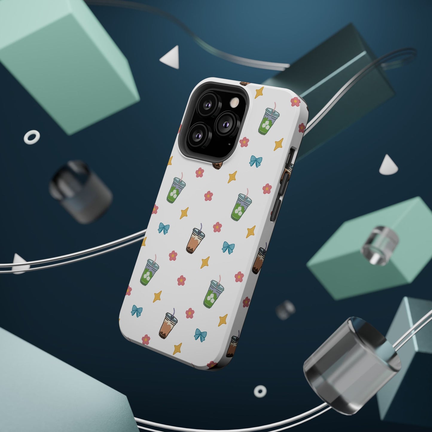 Cute Milk Tea Boba Iced Matcha Pattern Magnetic Impact Phone Case