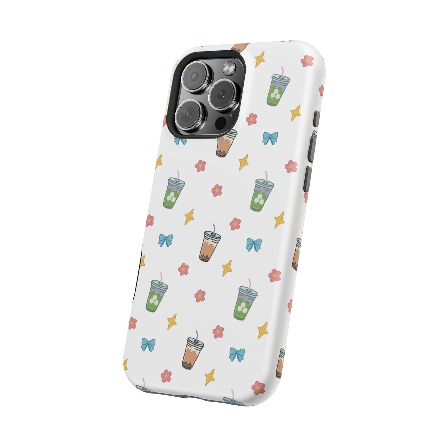 Cute Milk Tea Boba Iced Matcha Pattern Magnetic Impact Phone Case
