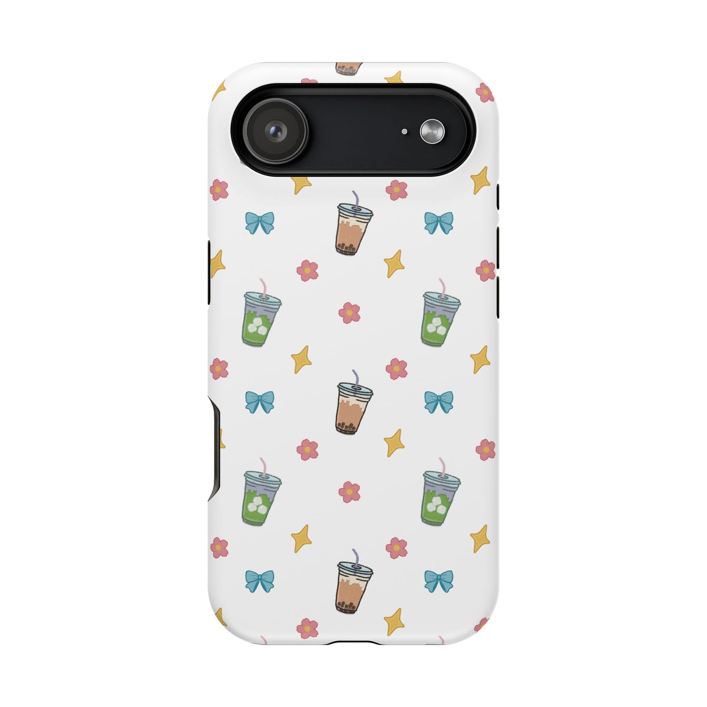 Cute Milk Tea Boba Iced Matcha Pattern Magnetic Impact Phone Case