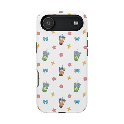 Cute Milk Tea Boba Iced Matcha Pattern Magnetic Impact Phone Case